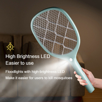 Raquette anti-moustiques électrique, rechargeable par USB, pour intérieur, avec lumière LED, écologique, portable