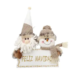 Muñeco de nieve de Papá Noel tridimensional, adorno de puerta con palabras de Feliz Navidad, suministros decorativos para colgar en la puerta