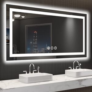 <span class=keywords><strong>Miroir</strong></span> de salle de bain intelligent à LED rétroéclairé rectangulaire anti-buée à écran tactile de style moderne, <span class=keywords><strong>miroir</strong></span> de vanité de salle de bain avec lumière - Product Image 1