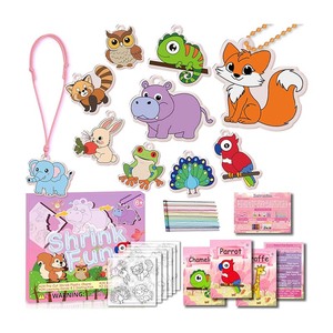 Hot Sales Custom Lanyards Shrink Drawing Crafts Making Shrink Plastic DIY Keychain Making Set