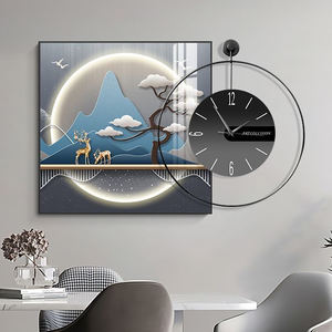 Horloge murale suspendue S2 70+60cm avec pendule, grande taille, style simple et moderne, décoration personnalisée pour la maison, vente directe usine - Product Image 6