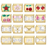 Pulsera Modular Italiana de Moda en Oro, Chapada en Platino, de Acero Inoxidable con Microincrustaciones en Forma de Bola, Diseño Ligero y Colorido, Tercera Edición