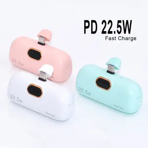 OEM 5000mAh Capsule Mini Portable Power Bank Cute Emergency Small Pocket Size Type C Fast Charging Cell Phone Charge Power Bank