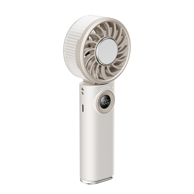 2026 3-in-1 Rotary Button Mini Portable Neck Desk Fan Quiet High Speed Cooling Digital Display Touch Control Metal AC English