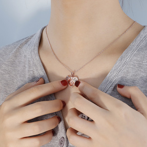 Collier avec pendentif médaillon en forme de cœur personnalisé, ajoutez votre texte, contient des photos pour femmes, hommes, enfants - Product Image 3
