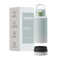 Vente en gros Bouteille de sport de haute qualité 32oz Bouteille d'eau 2 en 1 avec compartiment caché de 6oz Bol pour animaux de compagnie Bol à bonbons