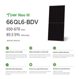 แผงโซลาร์เซลล์ชนิด N แบบฮาล์ฟเซลล์ 650w 655w 660w 665w 670w โมโนคริสตัลไลน์ กระจกสองชั้น แบบสองหน้า GP-JKN650W - Product Image 4