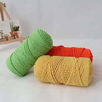 Cordon en macramé 100% coton cardé 3 mm, corde tressée multicolores, fil fantaisie teinté, résistant pour le tricot à la main