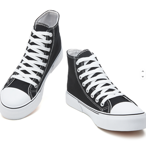 Women's High-<b>Top</b> Knit Lace-Up Shoes White and Black Casual Shoes with TPU Midsole - Product Image 5