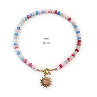 Collier pendentif fait main avec fermoir en or et pierres naturelles multicolores pour femmes