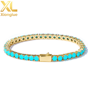 Collier chaîne tennis en cuivre de haute qualité plaqué or 18 carats avec fermoir à pression à sertissage par tension et taille brillant rond, unisexe, pour les fêtes - Product Image 1