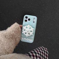 Coque iPhone en silicone motif flocon de neige Cool Smile avec support, compatible 17 16 15 14 Pro Max, coque souple en caoutchouc à motif dessin animé