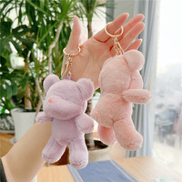 Mini mignon dessin animé ours porte-clés Kawaii peluche en peluche porte-clés conception fille sac pendentif cadeau