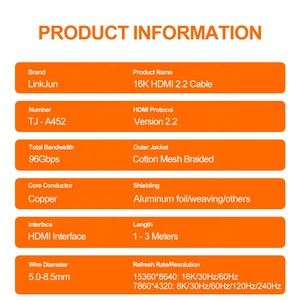 <span class=keywords><strong>Cable</strong></span> HDMI 2.2 Personalizado de 16K Ultra HD UHD 96Gbps 60Hz Compatible con HDMI para HDTV PC - Product Image 3