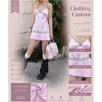 Nouvelle Robe Mini Femme Personnalisée en Satin Doux et Sexy, Col en V, avec Empiècements en Dentelle, Volants, Fronces et Ourlet Plissé Ajusté