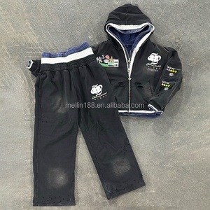 Ensemble de survêtement deux pièces personnalisé OEM, épais, avec impression DTG, comprenant un sweat à capuche zippé et un pantalon de jogging à double taille, effet délavé à l'acide - Product Image 1
