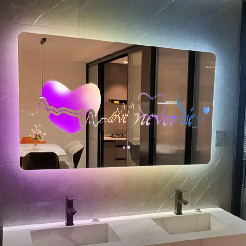 Acrylic Mirror Custom Luminous Mirror Neon Light Mirror Decorative Front-Engraved Design for Bathroom Living Room