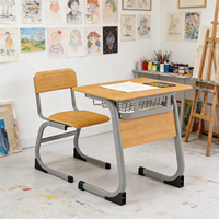 Ensemble de bureau et chaise d'étude pour étudiants en gros avec étagère à livres métallique, mobilier éducatif pour salles de classe pour enfants et étudiants