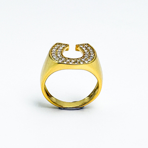 New arrivals người đàn ông của hip hop Micro paved CZ với vàng mạ đồ trang sức bằng đồng U hình dạng vòng - Product Image 3