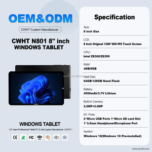 Pocket 8 Inch Mini Máy Tính Xách Tay 2 Trong 1 Win10 Máy Tính Bảng 8GB + 128GB Trong-Tel CPU Quad Core Xách Tay Màn Hình Cảm Ứng Máy Tính Phần Cứng & Phần Mềm - Product Image 3