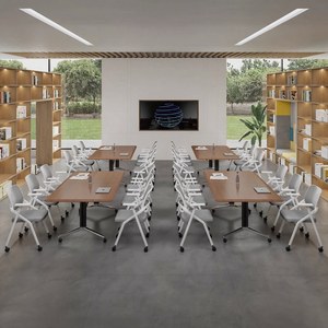 Tavolo da Conferenza Pieghevole Moderno, Scrivania Minimalista per Riunioni, Tavolo Salvaspazio per Ufficio - Product Image 3