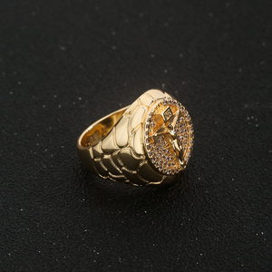 Anello da Uomo Personalizzabile in Ottone Placcato Oro 14K, Stile Hip Hop con Croce e Zirconi, Crocifisso di Gesù, Impermeabile - Product Image 6