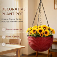 Grand panier suspendu traditionnel à double pot pour plantes, avec trous de drainage, 1,28 L, en PP durable, pour usage intérieur/extérieur