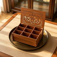 Boîte organisatrice de bijoux en bois MDF personnalisable avec finition noyer et plusieurs compartiments pour cadeaux
