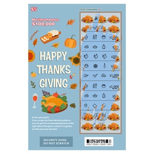 Billets de loterie sur le thème de Thanksgiving, code unique, conception gratuite, impression couleur, cartes de jeu personnalisées, loterie à gratter - Product Image 6