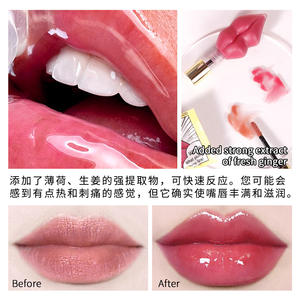 Laque à lèvres transfrontalière TikTok gingembre menthe chaude dodue hydratante couleur des lèvres élargissement liquide brillant à lèvres - Product Image 5