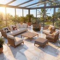 Ensemble de mobilier d'extérieur 6 places en aluminium et corde, séchage rapide, imperméable, pour jardin et terrasse