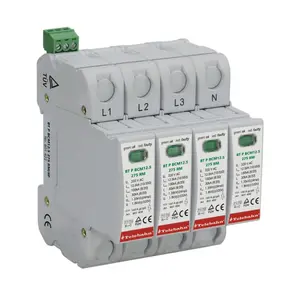 Power Surge Protector TUV CE CB RoHS 4P 230V/400V/320V Iimp12.5kA /In30kA/Imax 60kA For 3 Phases TT Or TN-S System AC SPD T1+T2