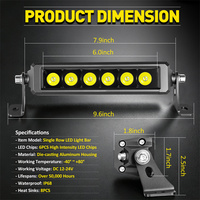 Barre lumineuse LED fine à faisceau spot simple rangée 8 pouces 30W 12V blanc jaune pour véhicules tout-terrain Quad UTV