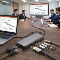 Hub USB-C 11-en-1 en gros |   Alliage d'aluminium |   4K 60Hz |   USB 3.0 5 Gbps |   Charge rapide |   Lecteur de cartes SD |   Garantie de 12 mois |
