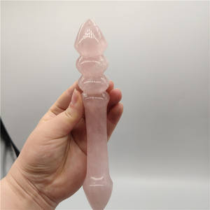 Natürliche Rosenquarz Kristall Anal Perlen Penis <span class=keywords><strong>Dildo</strong></span> Kristall Massage Zauberstäbe - Product Image 5