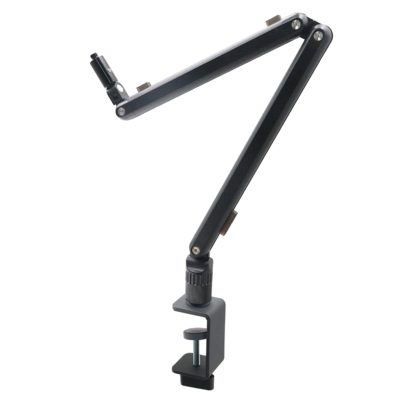 Adjustable Microphone Boom Arm Stand - 3-Section Aluminum Desk Mount For Podcasting