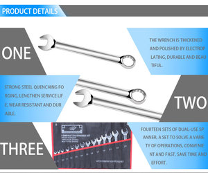 Hand Tools Combination <strong>Spanner</strong> <strong>Double</strong> Sided Ring Wrench Set Combination 14pcs 6-24mm Multi Size Wrenches - Product Image 5