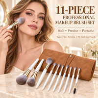 Ensemble de pinceaux de maquillage professionnels avec pinceaux pour poudre libre et fards à paupières, motif de logo personnalisable pour les marques cosmétiques