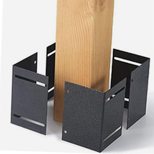 Chenhong Hardware – Lot de 4 protections de poteaux métalliques noirs réglables en fer pour boîtes aux lettres en bois et clôtures - Product Image 2