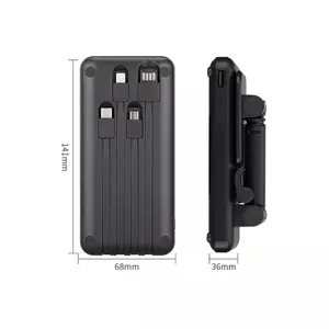 Batterie externe Portable 10000mah avec support de téléphone et câbles intégrés support de téléphone Portable réglable avec batterie externe