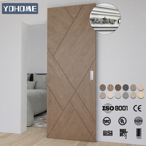 Yohome <span class=keywords><strong>Porta</strong></span> Ghost in Legno Massello per Interni con Design Scanalato Moderno, <span class=keywords><strong>Porta</strong></span> Scorrerevole a Scomparsa in Legno Impiallacciato Senza Binario - Product Image 1