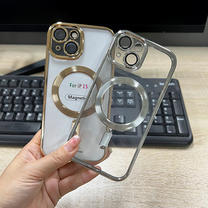 Funda de Teléfono con Anillo Magnético Electrochapado Transparente y Logotipo Personalizable para iPhone 17 16 15 14 con Cubierta Protectora de Lente - Product Image 2
