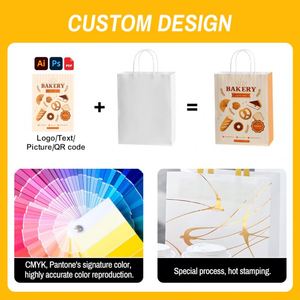 Custom Paper <b>Bags</b> for Food Restaurant Carryout Eco Friendly Compostable Paper <b>Bag</b> With Reinforced Bottom and Flat Handle - Product Image 4