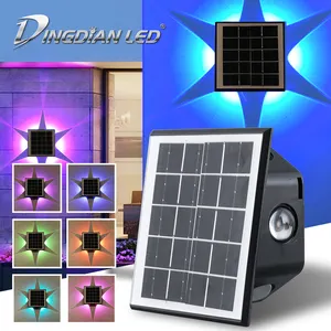 Dingdian LED 60W Solar Powered Up and Down Night Lighting RGB Efecto de iluminación Impermeable Lámpara de pared LED para exteriores para jardín