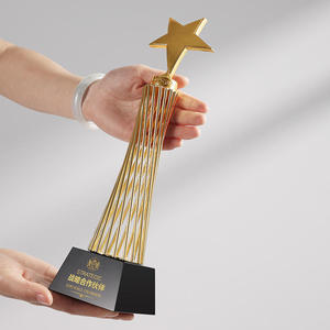 Trophée métallique avec motif étoile et pouce levé, gravé au laser, durable, pour récompenses d'entreprise, souvenir - Product Image 5