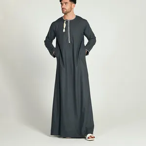 Premium Omani Embroidery men's Thobe elegant cotton men cloth for thobe men muslim