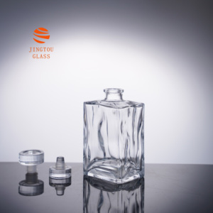 Botella de Vino de Vidrio Transparente Cuadrada de 1000 ml con Cuello Corto y Tapón de Vidrio, Apta para Whiskys, Brandy y <span class=keywords><strong>Vodka</strong></span> - Product Image 3