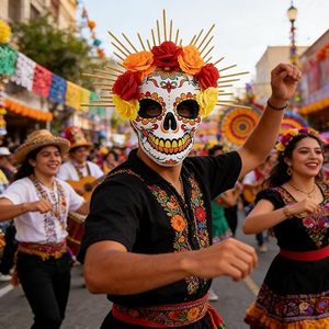 Masque de Crâne Rose du Jour des Morts Mexicain, Masque Squelette en Mousse Intégral Réutilisable pour <span class=keywords><strong>Cosplay</strong></span>, Halloween et Soirées Masquées - Product Image 6