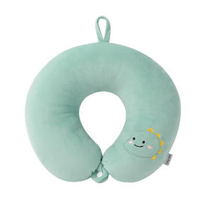 Yide322 Oreiller en forme de U avec motif de dinosaure de dessin animé, 28x26x14cm, en polyester, support de cou de voyage pour adultes, vert noir - Product Image 3