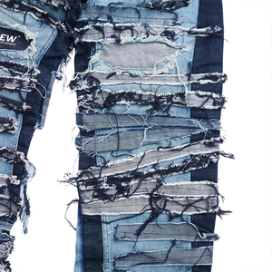 DiZNEW Oem Fabricante Jeans de los hombres de alta calidad de doble corte ROTO gato Barba Jeans Low Moq personalizado - Product Image 4